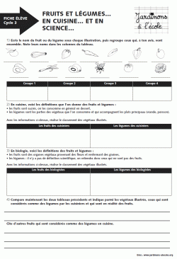 Fruits et légumes en cuisine et en sciences