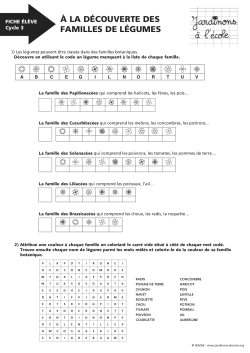 A la découverte des familles de légumes - Cycle 3